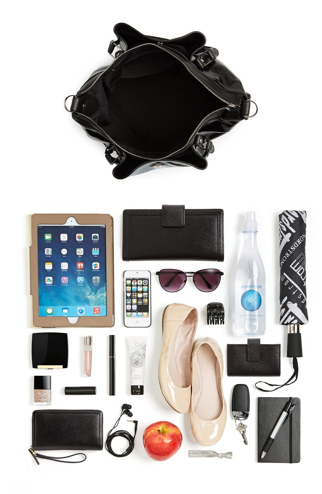 'Medium Flower' Satchel, Alternate, color, BLACK