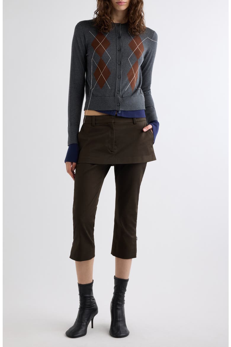 Kohona Argyle Silk & Wool Cardigan, Alternate, color, DARK GREY/ MULTI