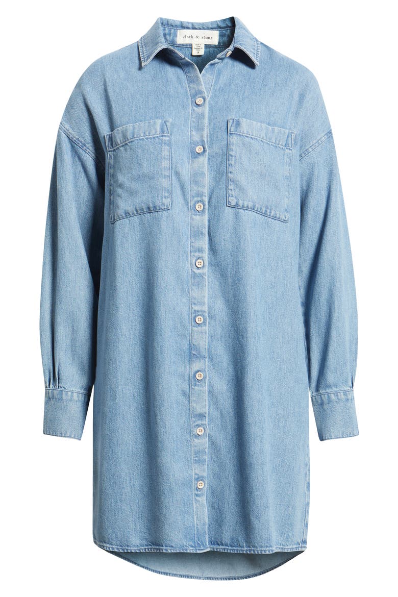 Long Sleeve Denim Button-Up Shirtdress, Alternate, color, NIGHT TIDE