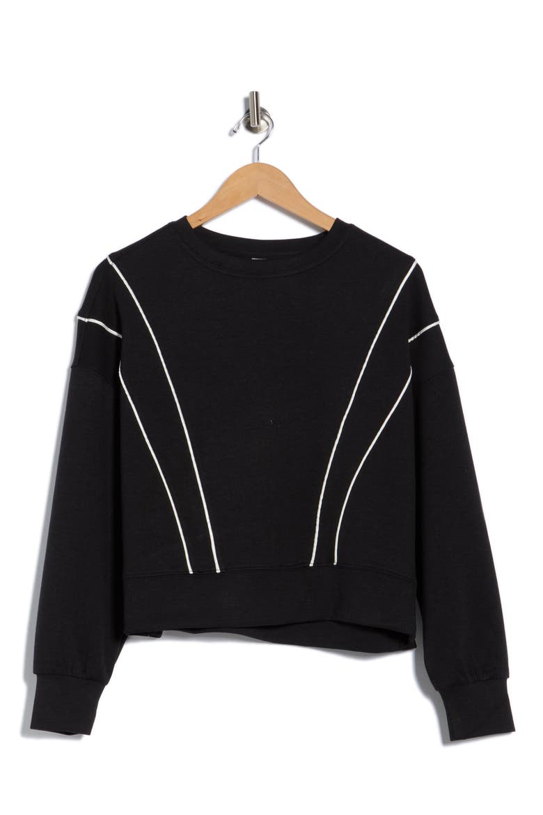 High Society Scuba Crop Sweatshirt, Alternate, color, BLACK/ WHITE PIPPING