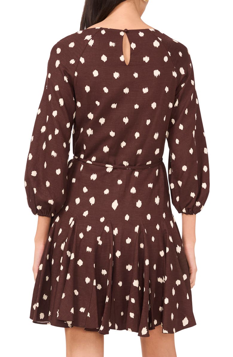 1.STATE Polka Dot Long Sleeve Minidress, Alternate, color, Mahogany