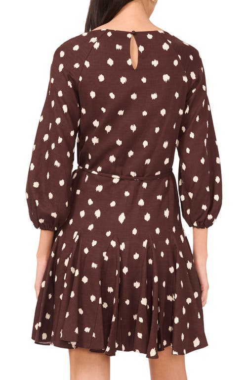 1.state Polka Dot Long Sleeve Minidress In Brown