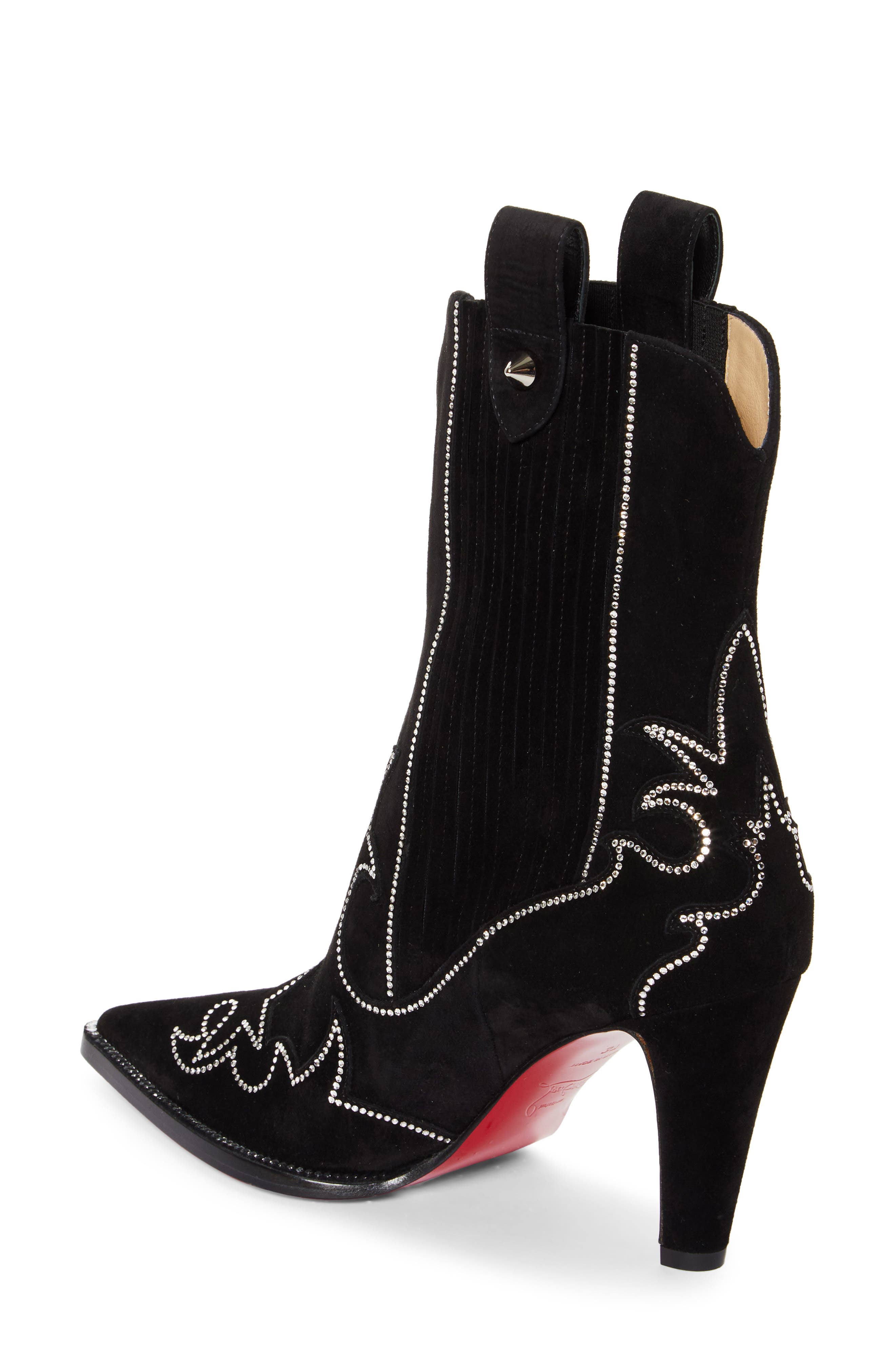 Christian Louboutin Santia Crystal Beaded Western Boot, Alternate, color, 