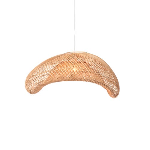 THE ARTISAN & COMPANY THE ARTISAN & COMPANY RATTAN ARCH WAVY PENDANT LIGHT-LARGE