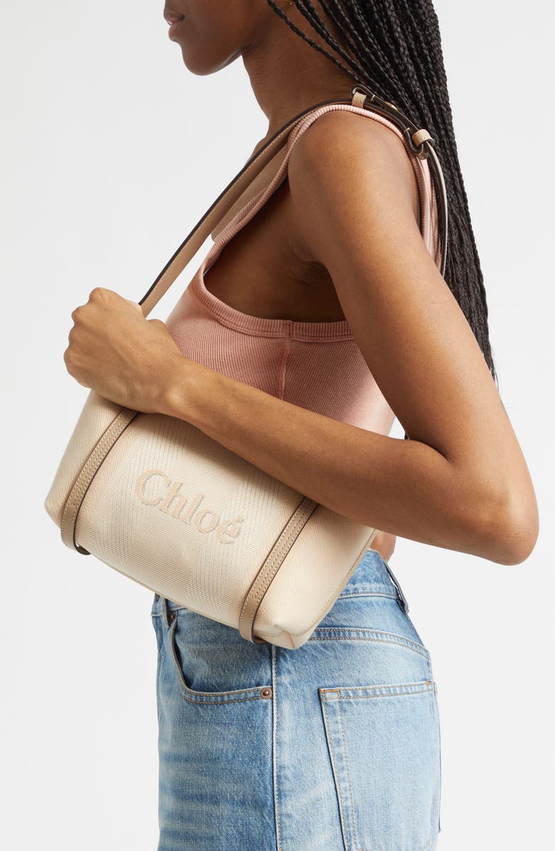 Chloé Carry Canvas Shoulder Bag, Alternate, color, Blushy Beige