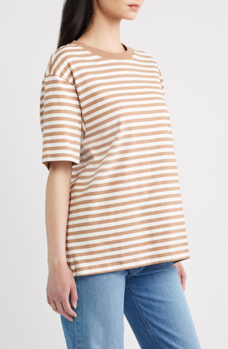 Good American The Overized Stripe T-Shirt, Alternate, color, Clean Stripe Hearth