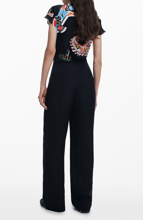 DESIGUAL DESIGUAL MIX PRINT JUMPSUIT WITH TIE FRONT