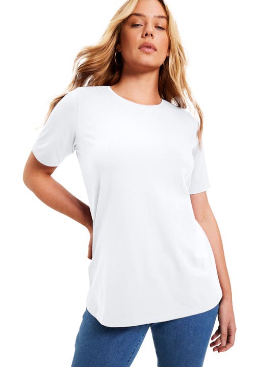June + Vie Short-sleeve Crewneck One + Only Tee In White