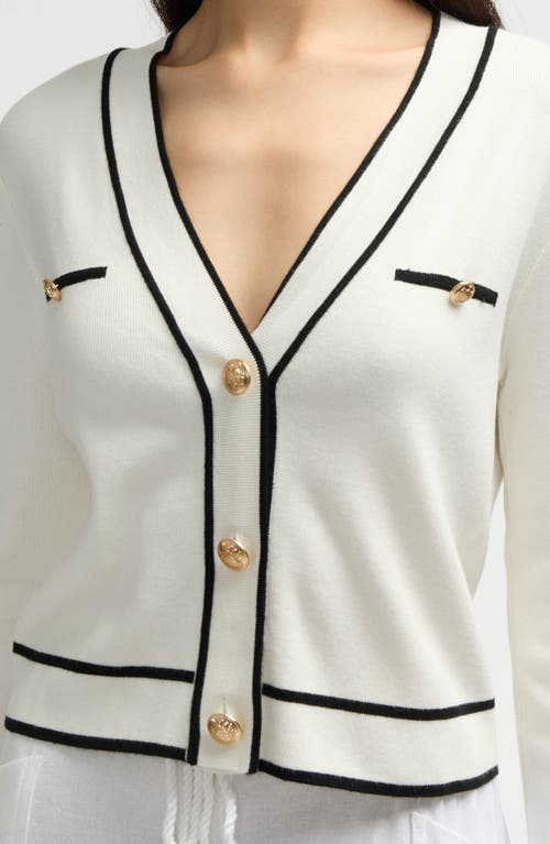 Nvlt Stripe Crop Cardigan In White