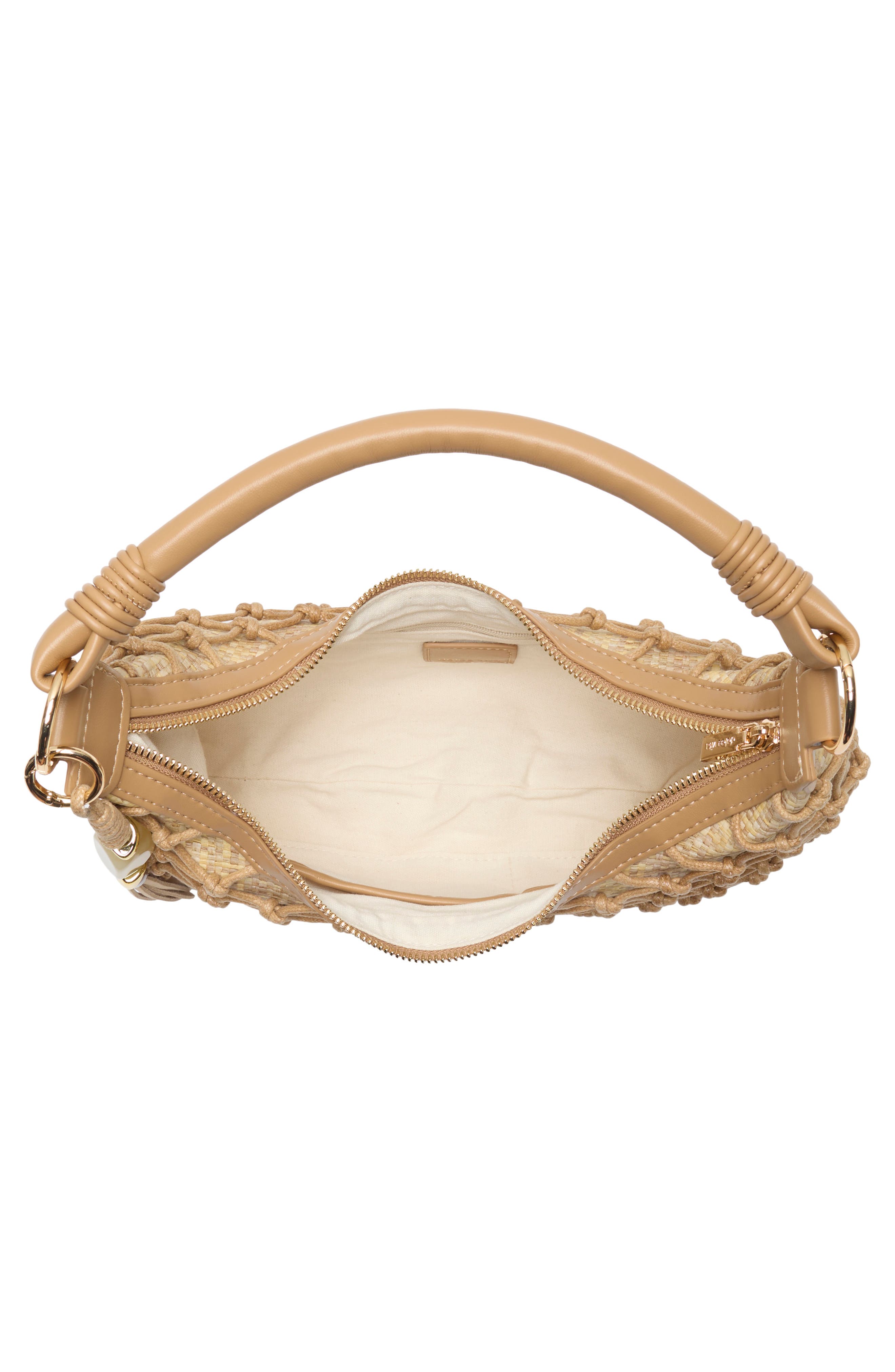 Positano Straw & Faux Leather Shoulder Bag, Alternate, color, NATURAL