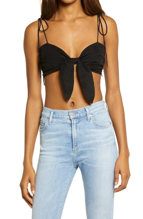 Broderie Anglaise Tie Front Bandeau Top