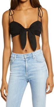 Bardot Broderie Anglaise Tie Front Bandeau Top