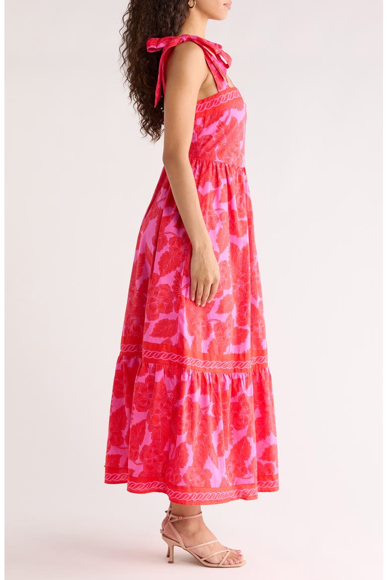 Rency Floral Tiered Cotton Maxi Sundress, Alternate, color, FUCHSIA-RED