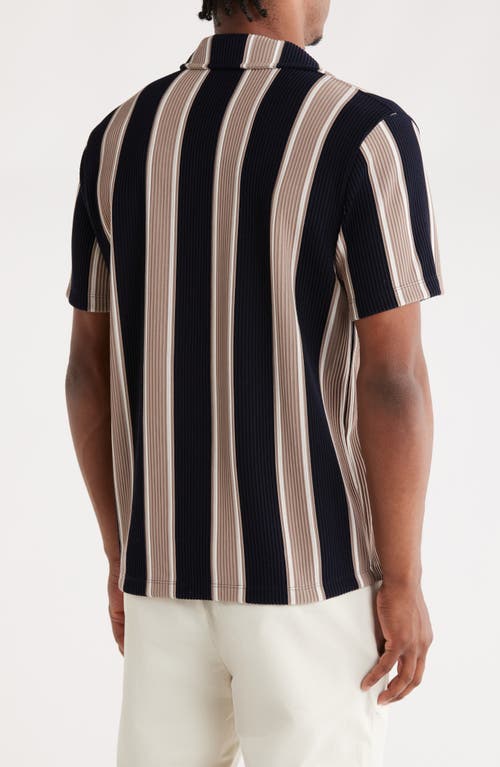 For The Republic Stripe Short Sleeve Button-up Shirt In Black