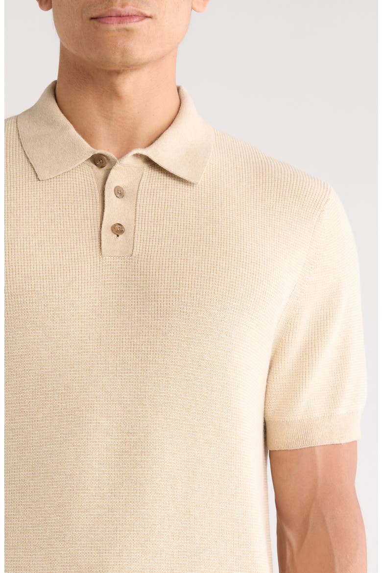 Cotton & Cashmere Polo, Alternate, color, LIGHT HEATHER PECAN/ SMOCK