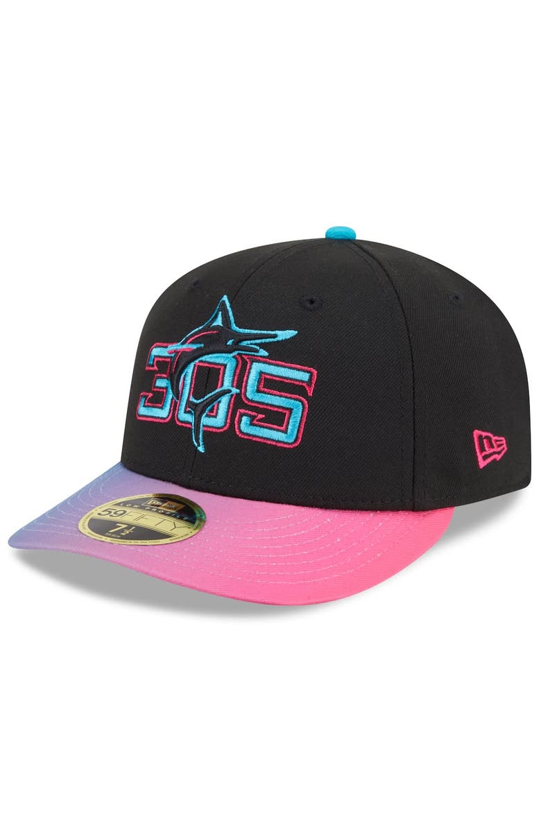 New Era Men's New Era Black/Pink Miami Marlins 2025 City Connect Low Profile 59FIFTY Fitted Hat, Main, color, Black