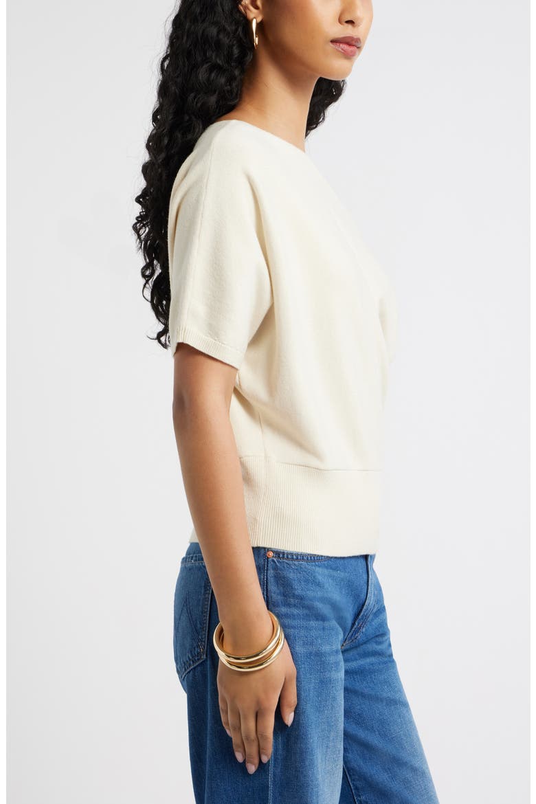 One-Shoulder Short Sleeve Sweater, Alternate, color, IVORY DOVE
