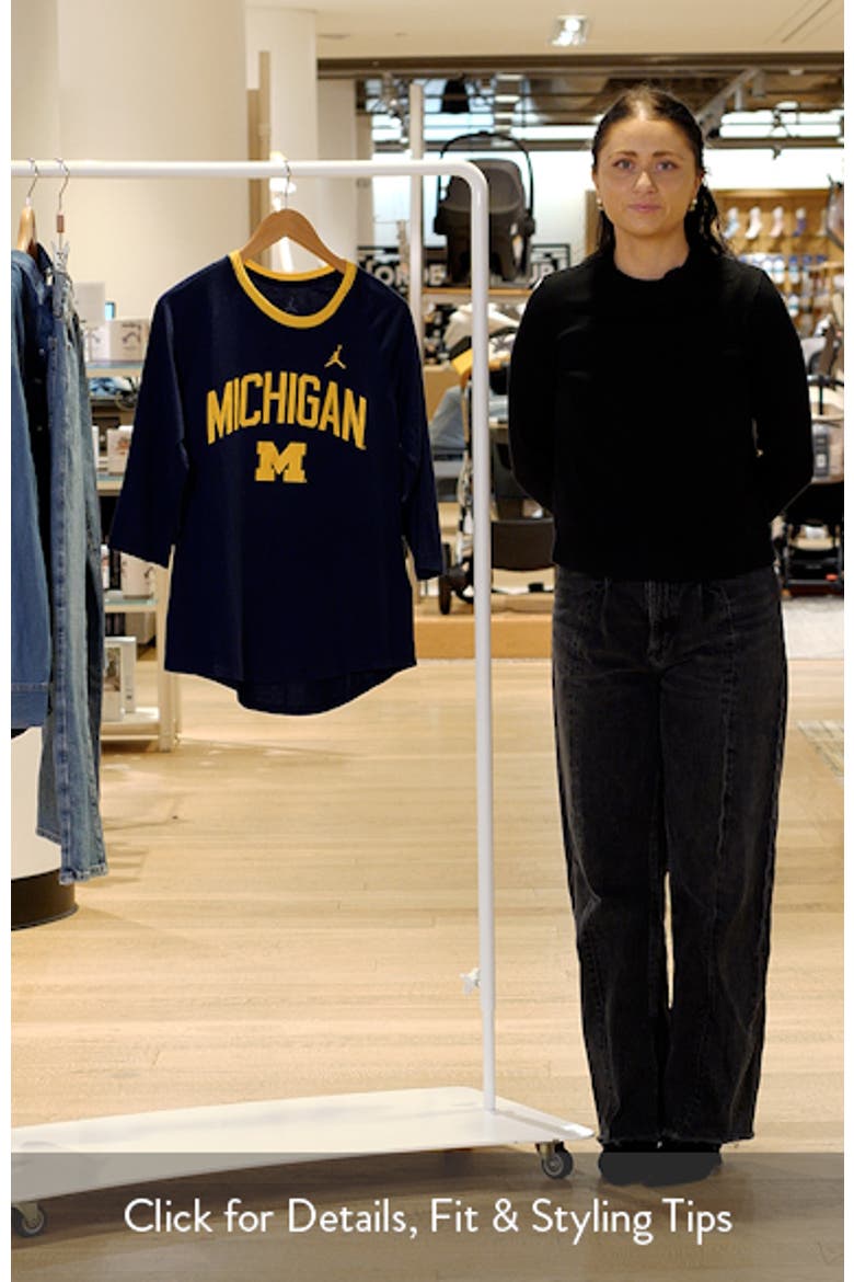 Women's Jordan Brand Navy Michigan Wolverines Tri-Blend Raglan 3/4 Sleeve Top video