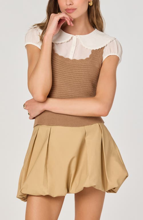 Astr The Label Mixed Media Sweater In Brown