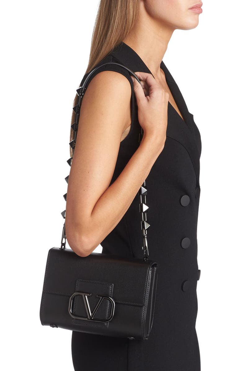 Valentino Garavani Stud Sign VLOGO Leather Shoulder Bag, Alternate, color,