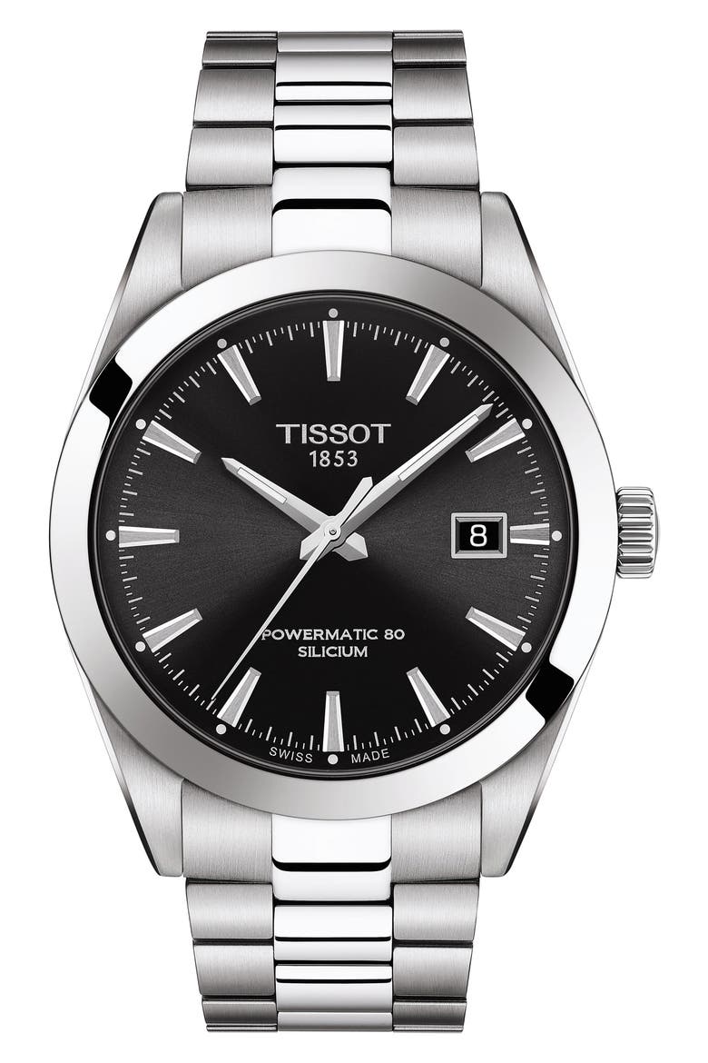 T-Classic Gentleman Powermatic Bracelet Watch, 40mm, Main, color, GREY/ BLACK/ SILVER