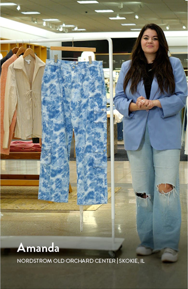 Floral Straight Leg Cargo Jeans, sales video thumbnail