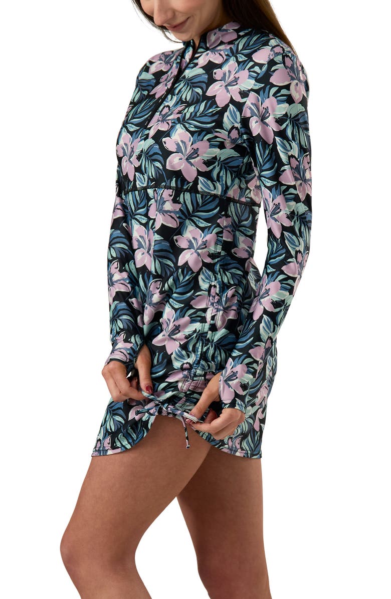 UV Skinz Convertible Swim Shirtdress, Alternate, color, Black Bloom