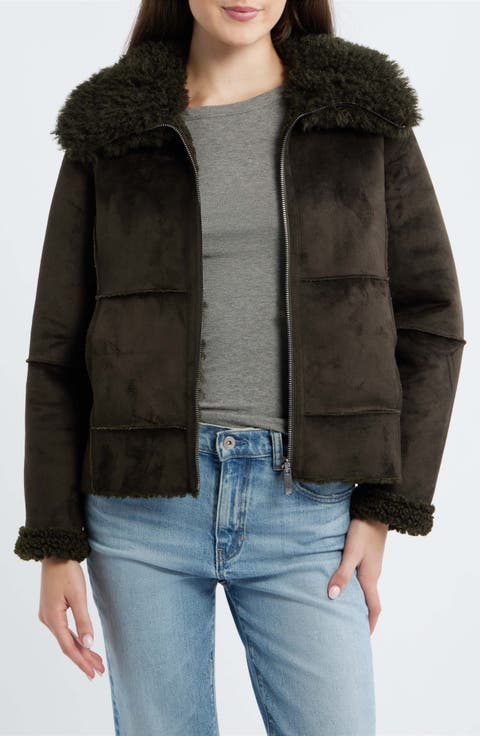 Zip Front Faux Shearling Jacket