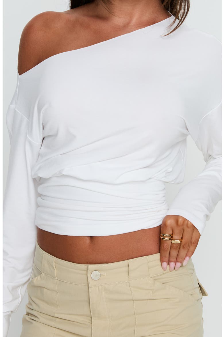 Ashlinn One-Shoulder Crop Top, Alternate, color, WHITE