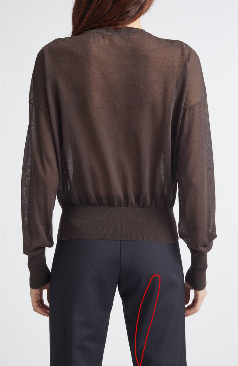 Paloma Wool Leds Sheer Organic Cotton Blend Sweater, Alternate, color, Brown