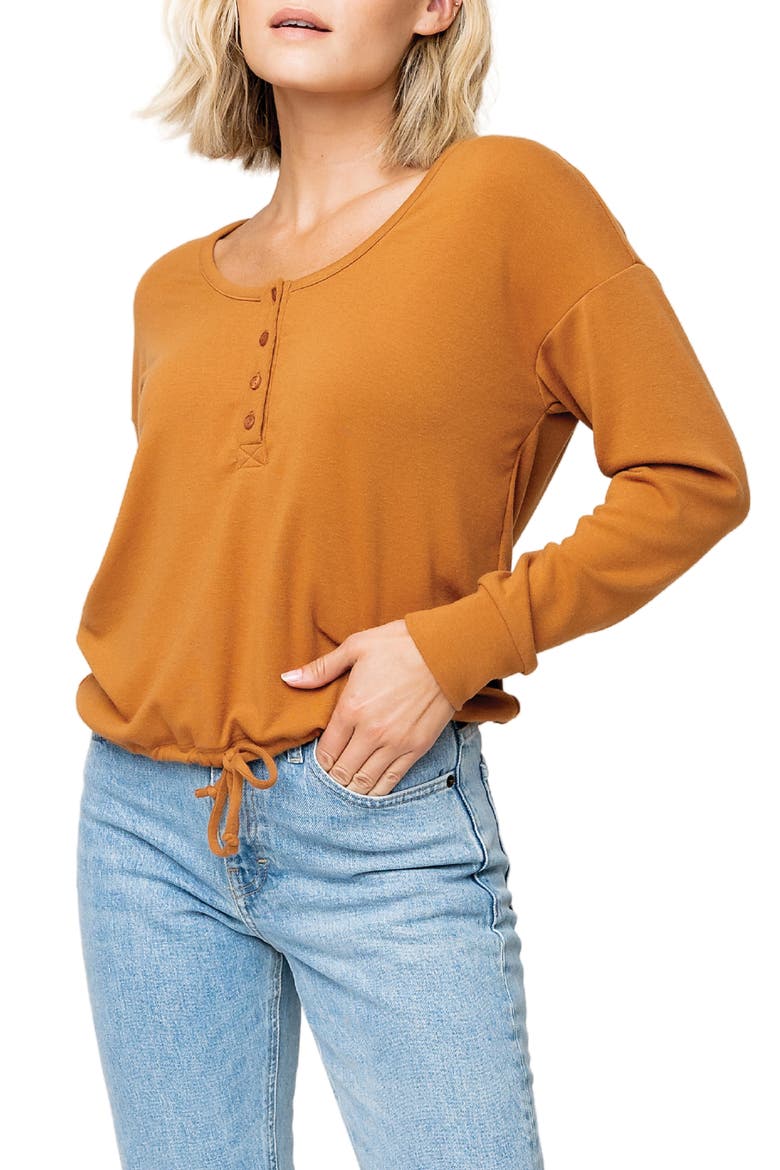 Crop Henley Top, Main, color, SEDONA