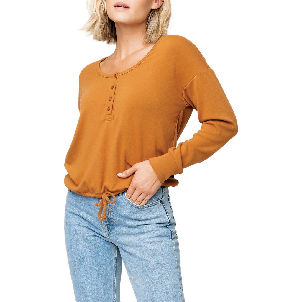 Gibsonlook Crop Henley Top In Yellow