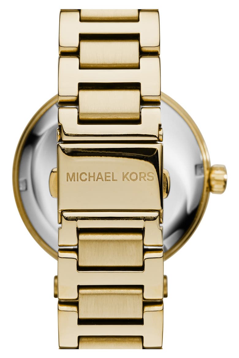 Michael Kors 'Skylar' Crystal Bezel Bracelet Watch, 42mm, Alternate, color, GOLD/ GREEN