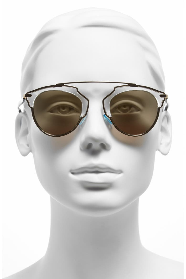 So Real 48mm Brow Bar Sunglasses, Alternate, color, GOLD/ CRYSTAL BLACK