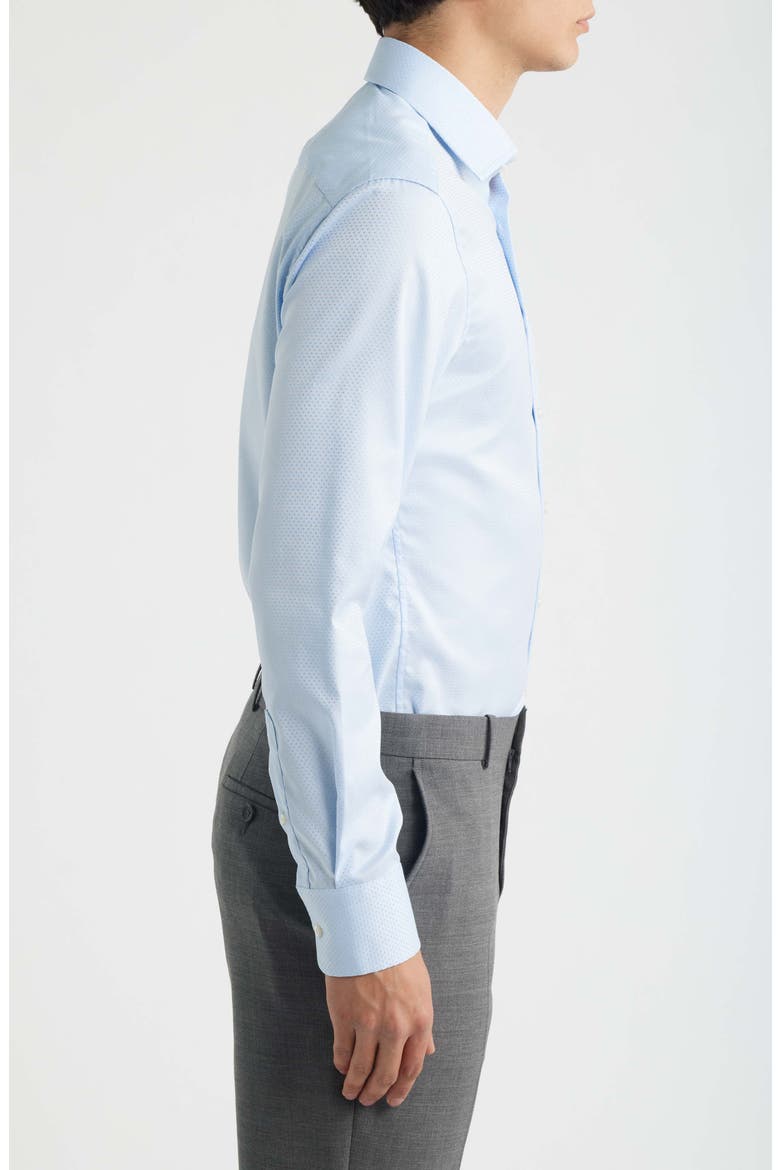 Slim Fit Dot Pattern Non-Iron Cotton Dobby Dress Shirt, Alternate, color, LIGHT BLUE