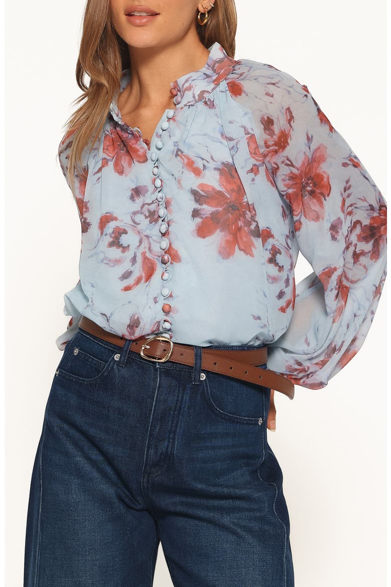 Marni Floral Button Front Blouse, Main, color, WHITE MULTI FLORAL