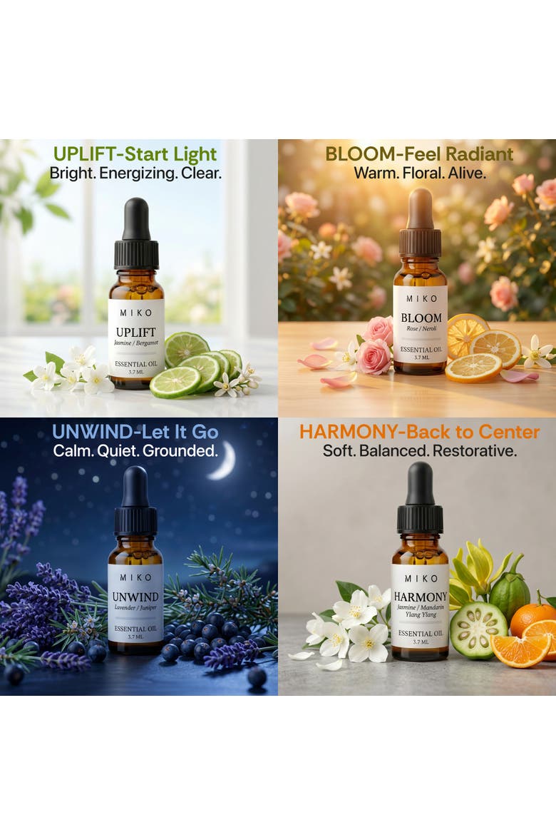 Essential Oil Discovery Set 4 Organic Aromatherapy Blends 4 x 3.7ml, Alternate, color, Clear