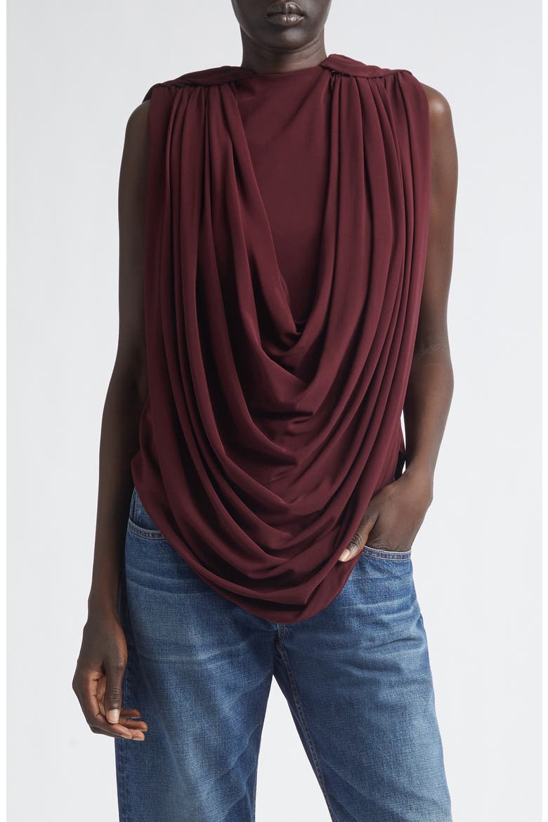 Astor Draped Jersey Top, Main, color, MERLOT