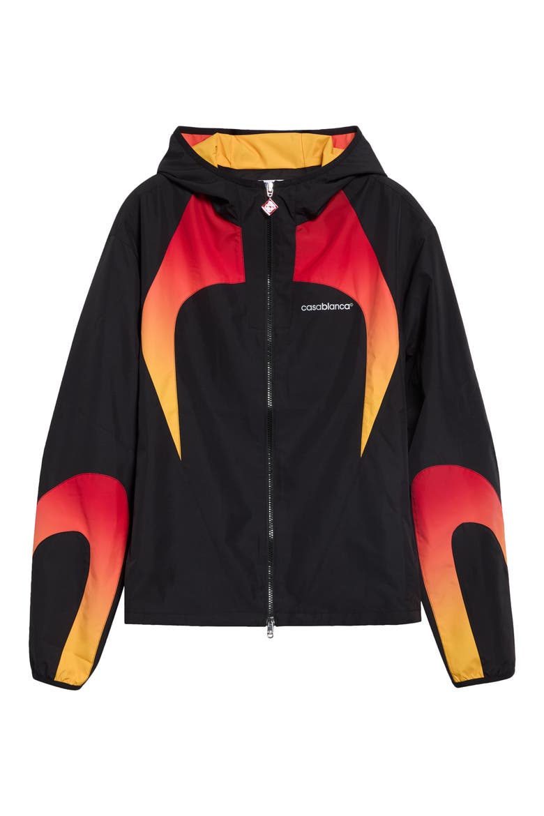 Hooded Zip Jacket, Main, color, ORANGE / BLACK
