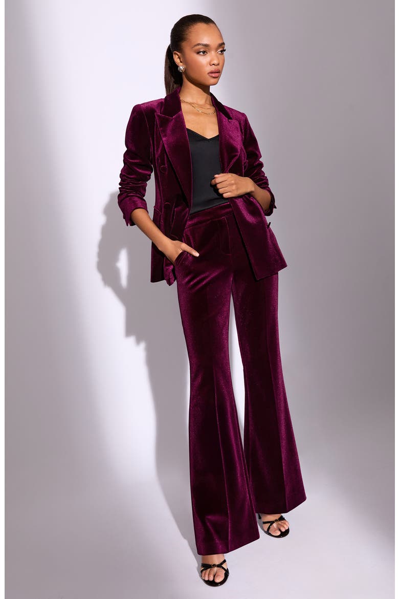 Velvet Flare Pants, Alternate, color, BURGUNDY RED