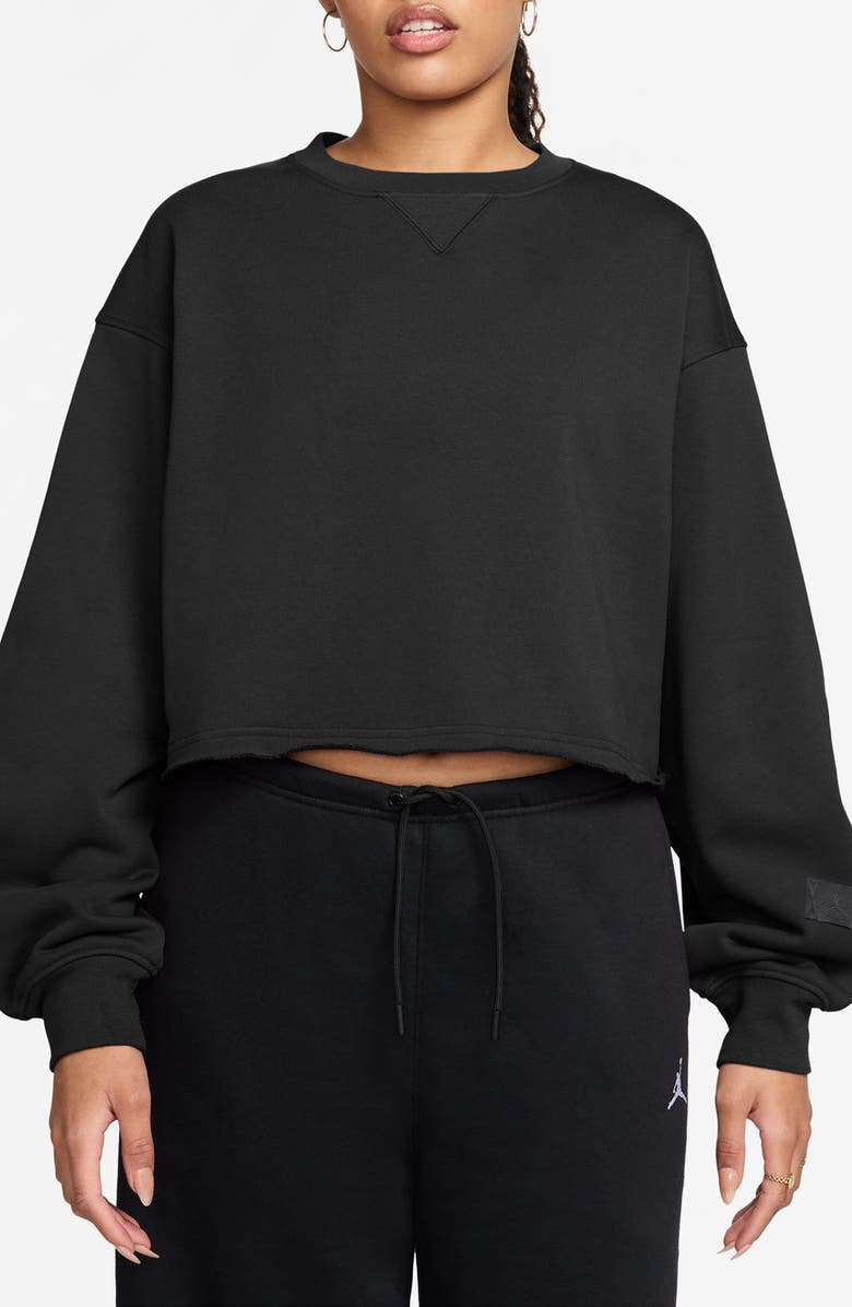 Jordan Oversize Fleece Crop Sweatshirt, Main, color, Black/ Dark Smoke Grey