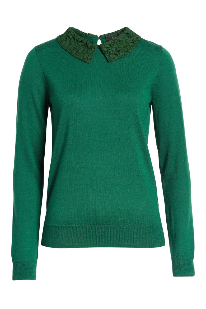 Tippi Sweater with Lace Collar, Alternate, color, ALPINE MEADOW