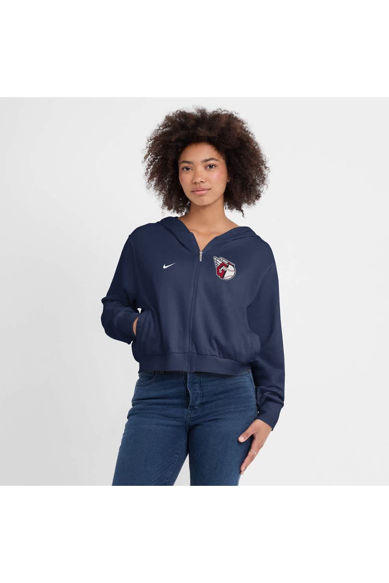 Women's Nike Navy Cleveland Guardians Cropped Chill Full-Zip Hoodie, Alternate, color, Navy