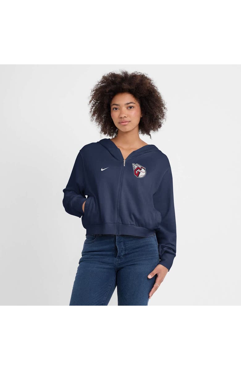 Nike Women's Nike Navy Cleveland Guardians Cropped Chill Full-Zip Hoodie, Alternate, color, Navy