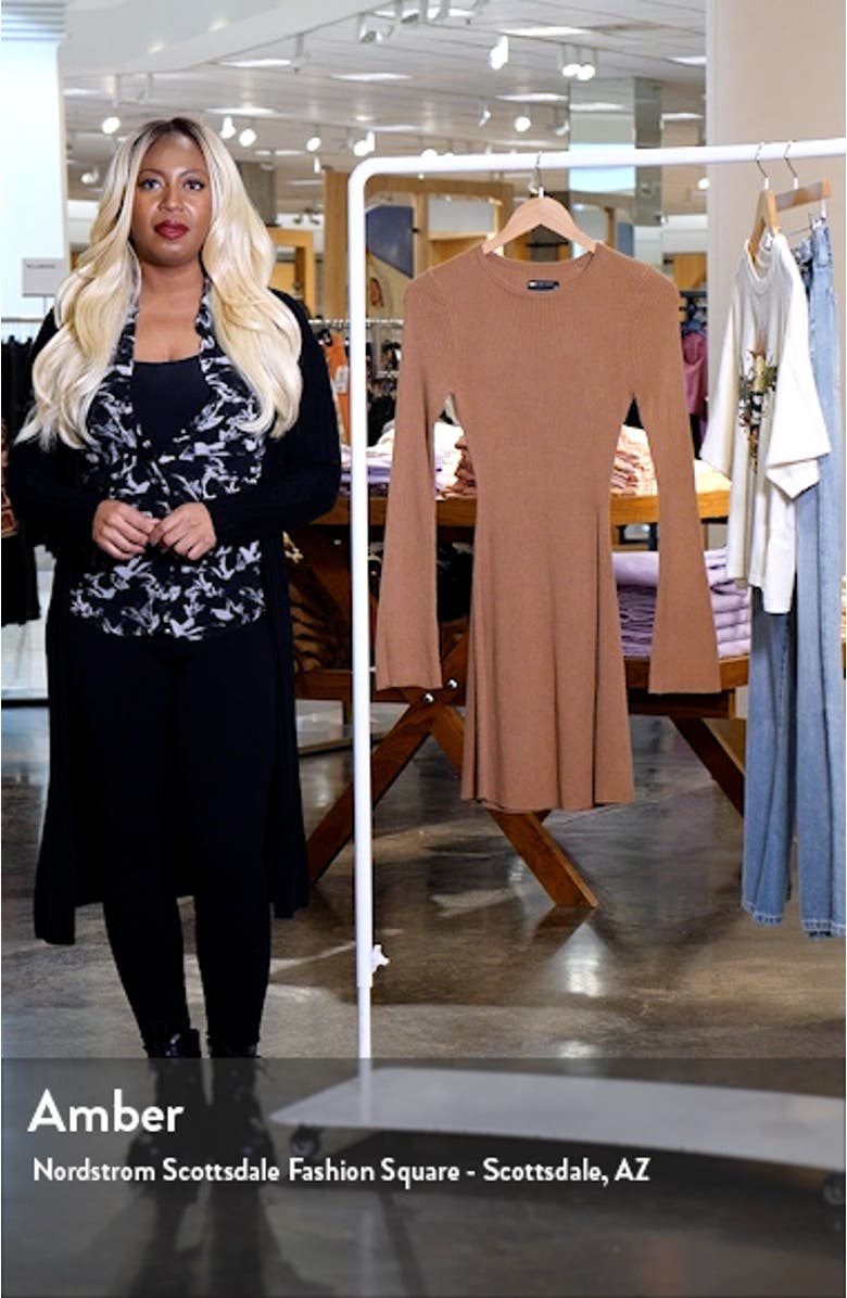 Long Sleeve Fit & Flare Sweater Dress, sales video thumbnail