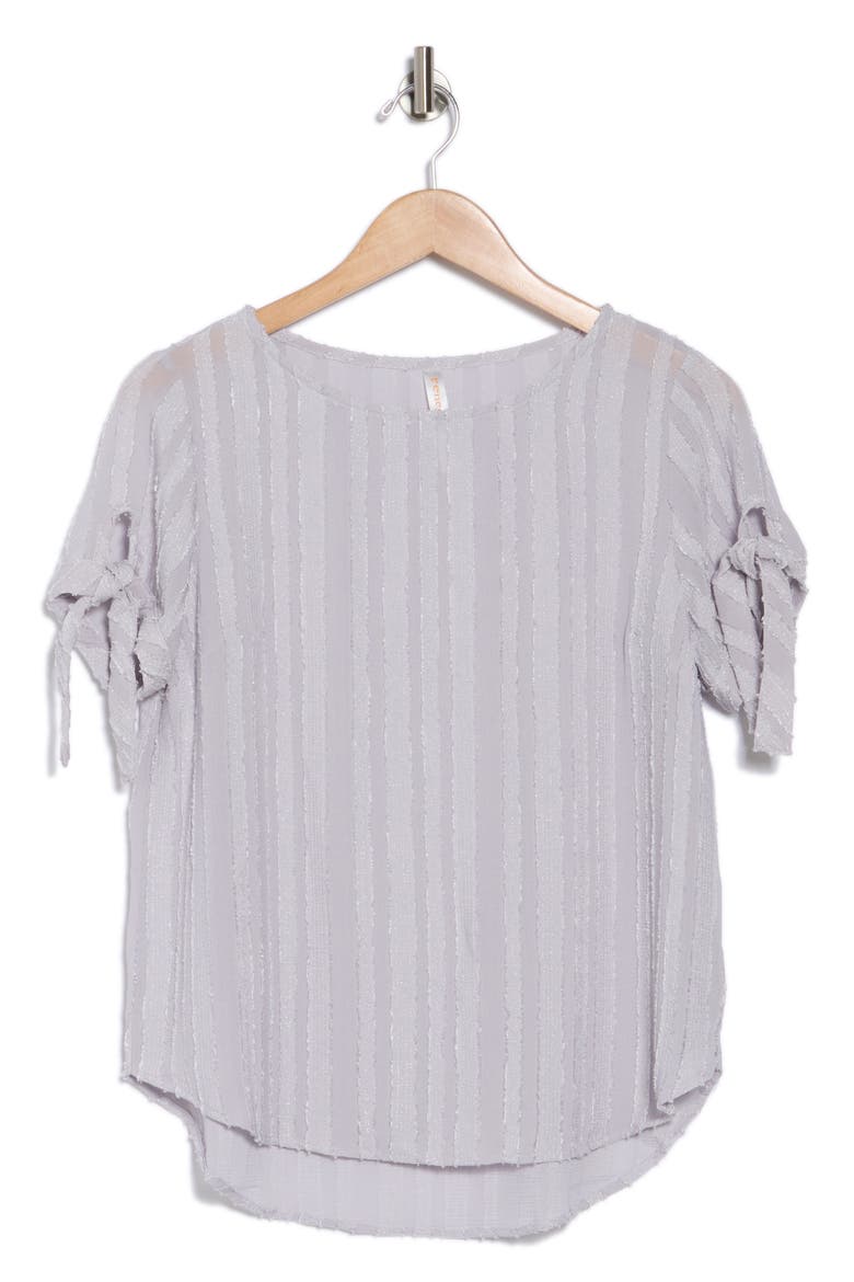 Semisheer Stripe Short Sleeve Top, Alternate, color, SILVER