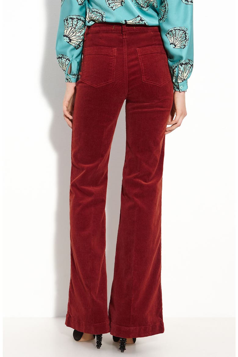 'Ali' High Rise Flare Leg Stretch Corduroy Pants, Alternate, color, MERLOT