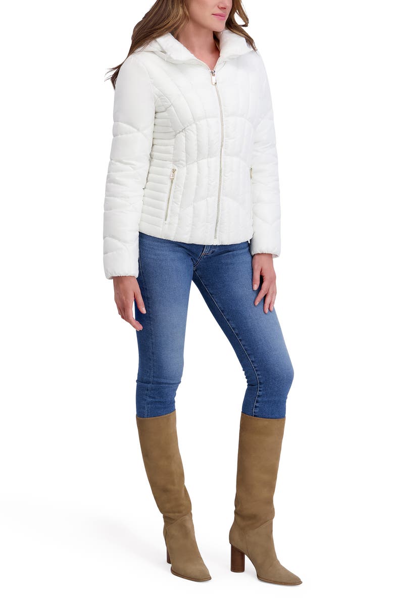 Kensie Hooded Puffer Jacket, Alternate, color, Ivory