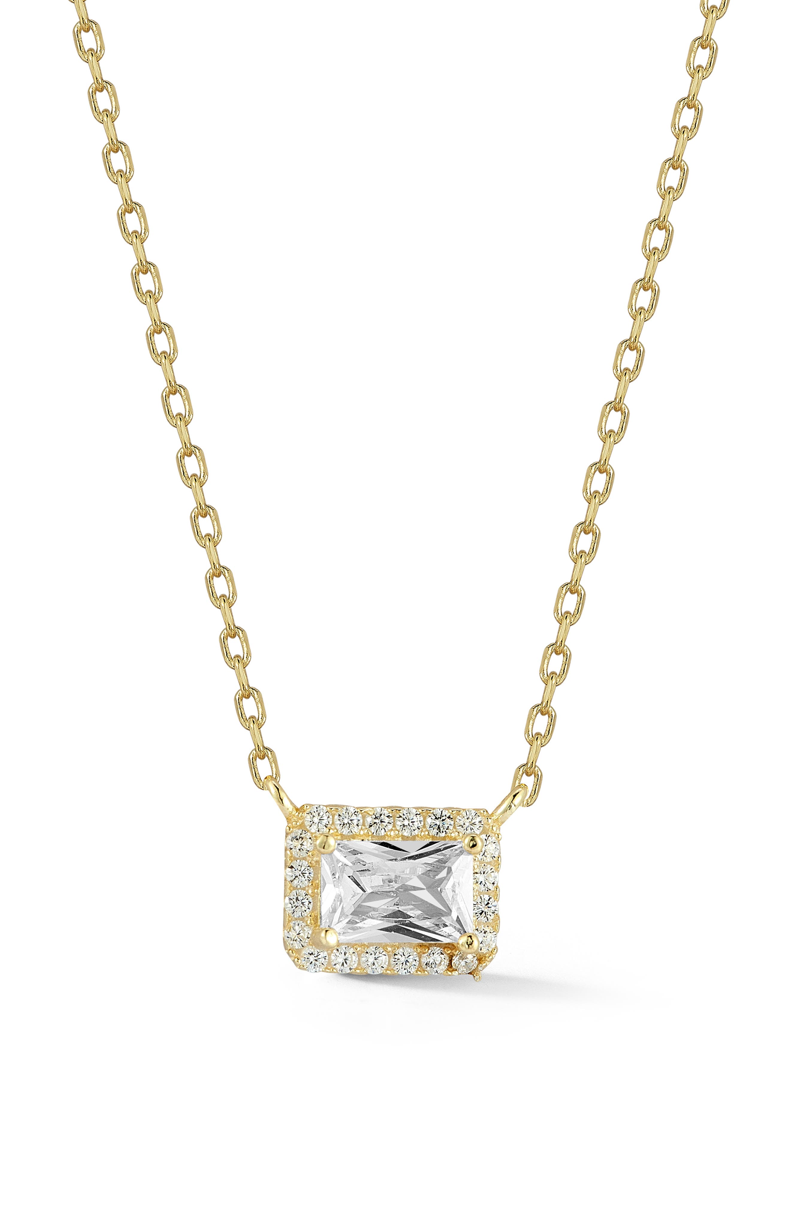 GLAZE JEWELRY 14K Gold Plated Sterling Silver CZ Halo Pendant Necklace