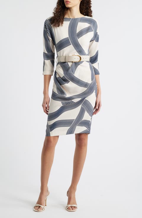 Swirl Print Belted Dress